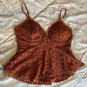 Burnt Orange Lacey Blouse